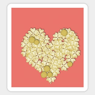 Gold clover heart on living coral Sticker